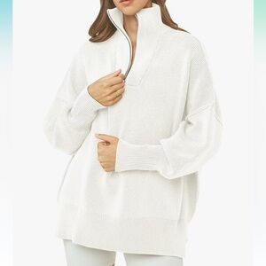 Oversized Slouchy Quarter Zip sweater in cream/off white size large
